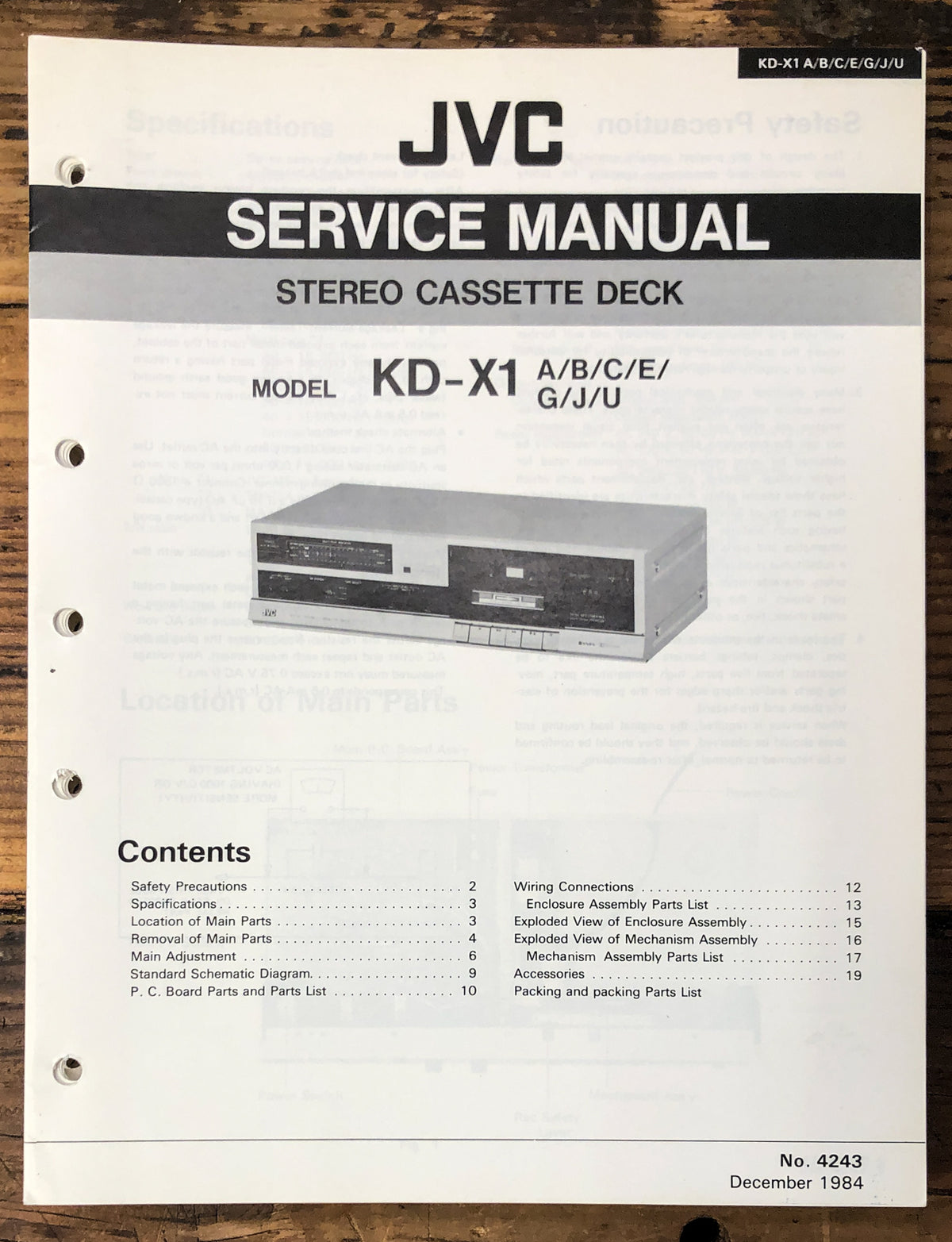 JVC KD-X1 Cassette  Service Manual *Original*