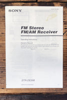 Sony STR-DE598 Receiver  Owner / User Manual *Original*