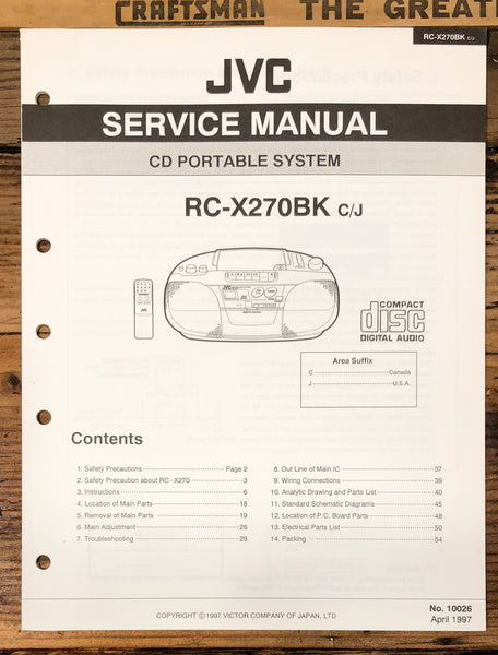 JVC RC-X270 BK Portable Radio  Service Manual *Original*
