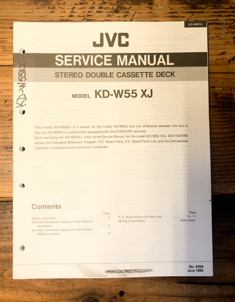 JVC KD-W55 XJ Cassette Supp Service Manual *Original*