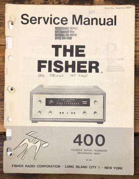 Fisher Model 400 Tube Receiver  Service Manual *Original*