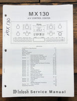 McIntosh MX130 MX-130 AV Control Center  Service Manual *Original* #1