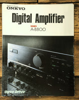 Onkyo A-8800 Amplifier 3 pg Dealer Brochure  *Original*