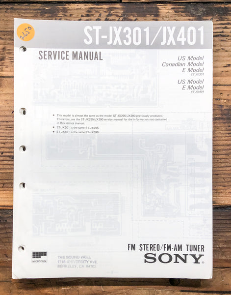 Sony ST-JX301 ST-JX401 Tuner Supp. Service Manual *Original*