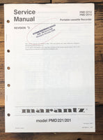 Marantz PMD 221 PMD 201 Cassette  Service Manual *Original*