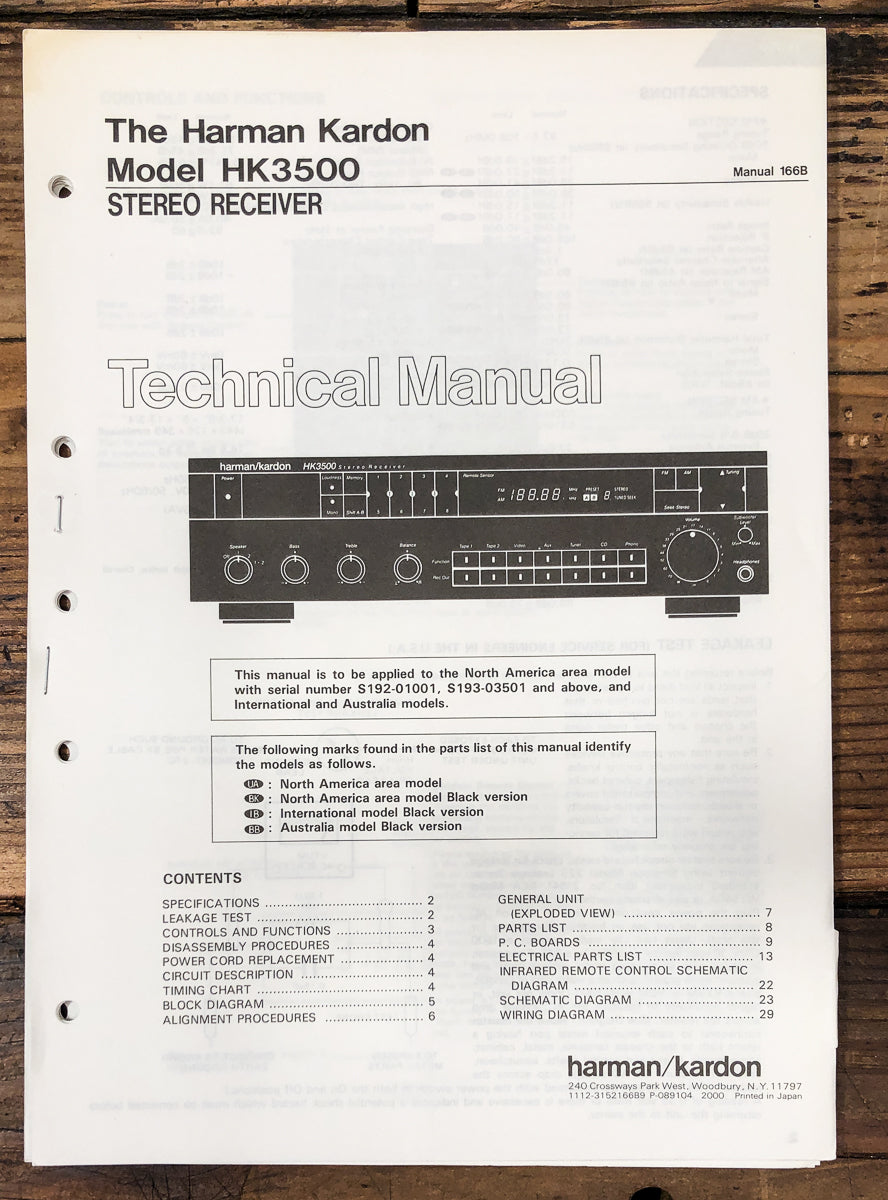 Harmon Kardon HK HK-3500 HK3500 Receiver Service Manual *Original*