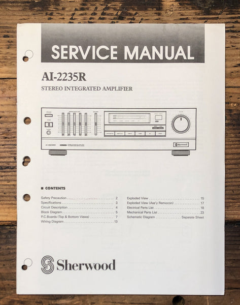 Sherwood AI-2235R Amplifier  Service Manual *Original*