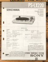 Sony PS-LX220 Record Player / Turntable  Service Manual *Original*
