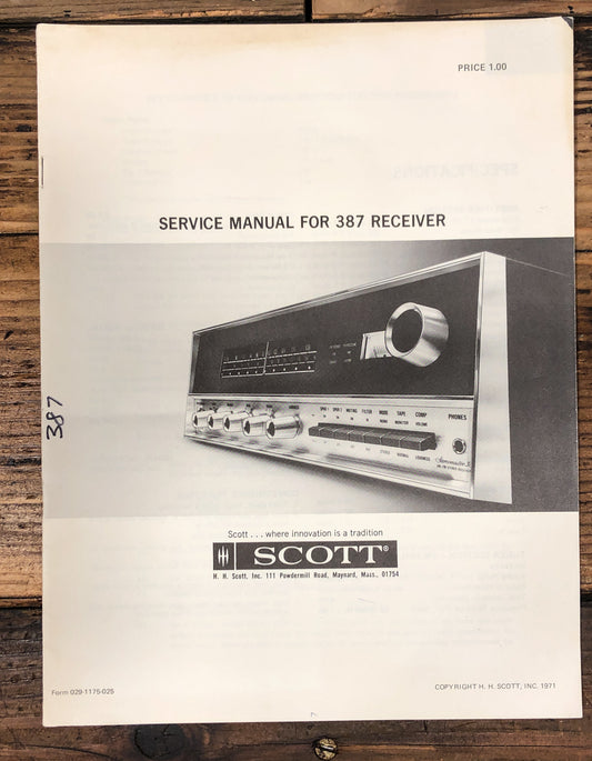 HH Scott Model 387  Service Manual *Original*