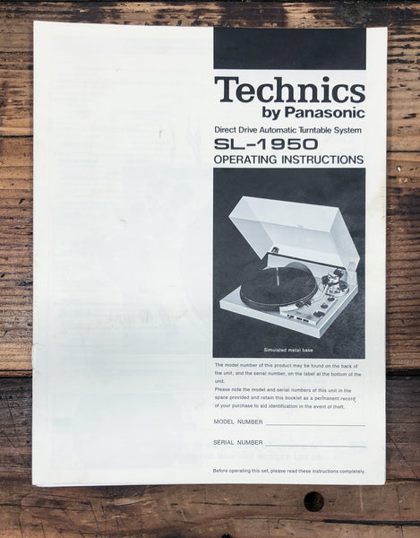 Technics SL-1950 Record Player / Turntable  Owner / User Manual *Original*