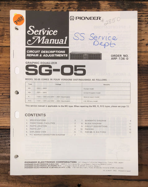 Pioneer SG-05 Equalizer  Service Manual *Original*