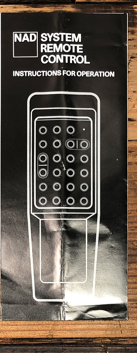 NAD Sysem Remote Control  Owners / User Manual *Original*