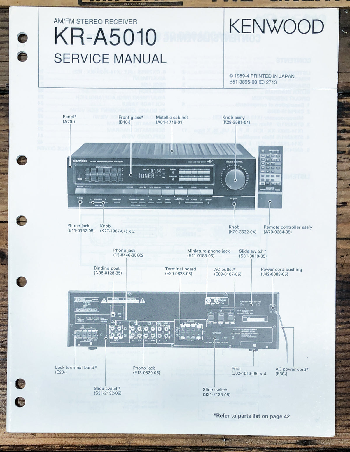 Kenwood KR-A5010 Receiver  Service Manual *Original*