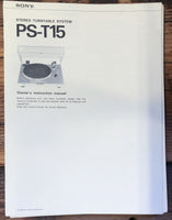 Sony PS-T15 Record Player / Turntable  Owner / User Manual *Original*