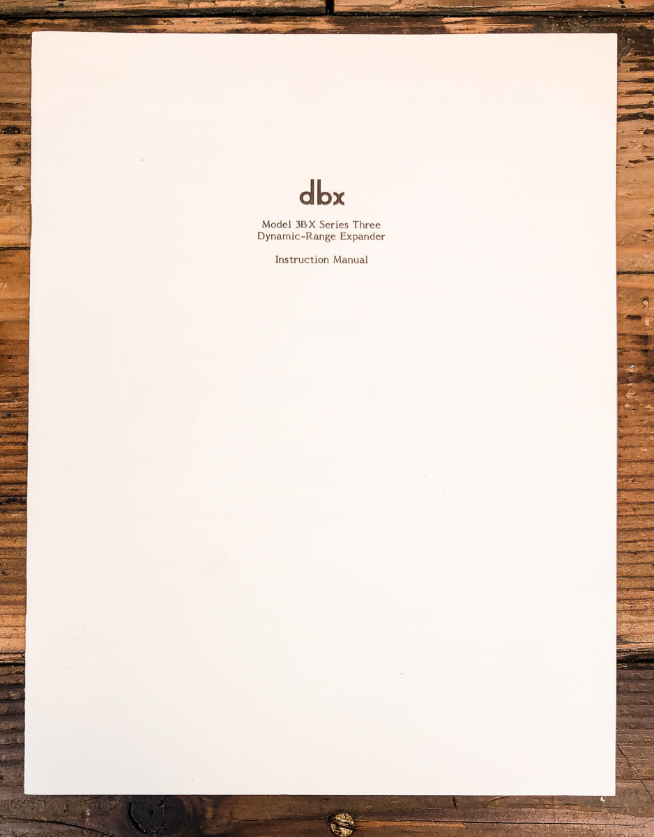 DBX 3BX Series 3 / III Range Expander Owners / User Manual *Original*