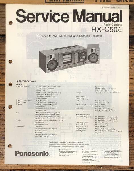 Technics RX-C50 Portable Stereo Service Manual *Original*