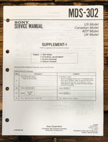 Sony MDS-302 MD Recorder Supp. #1 Service Manual *Original*