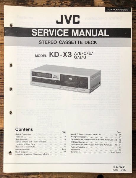 JVC KD-X3 Cassette  Service Manual *Original*