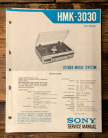 Sony HMK-3030 Stereo  Service Manual *Original*