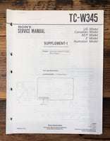 Sony TC-W345 Cassette Supp. Service Manual *Original*