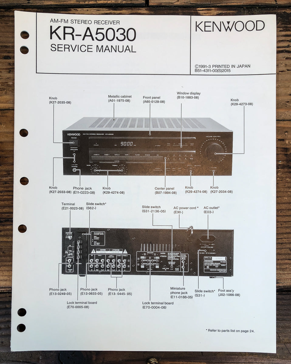 Kenwood KR-A5030 Receiver Service Manual *Original*