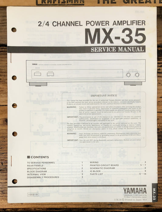 Yamaha MX-35 Amplifier  Service Manual *Original*