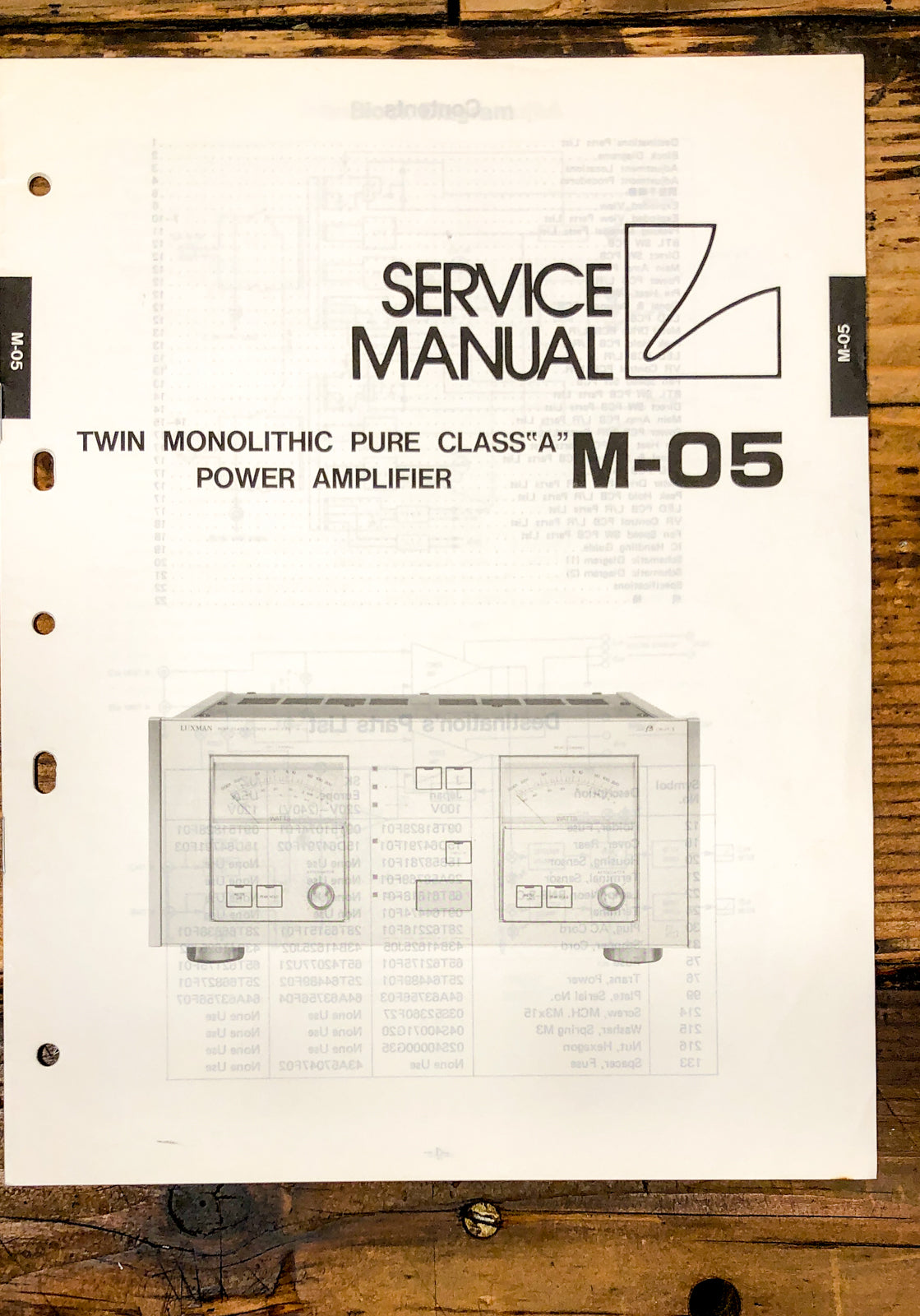 Luxman M-05 Amplifier Service Manual *Original*