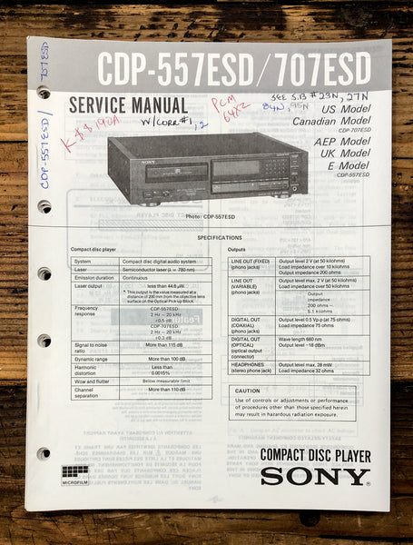 Sony CDP-557ESD CDP-707ESD CD Player  Service Manual *Original*