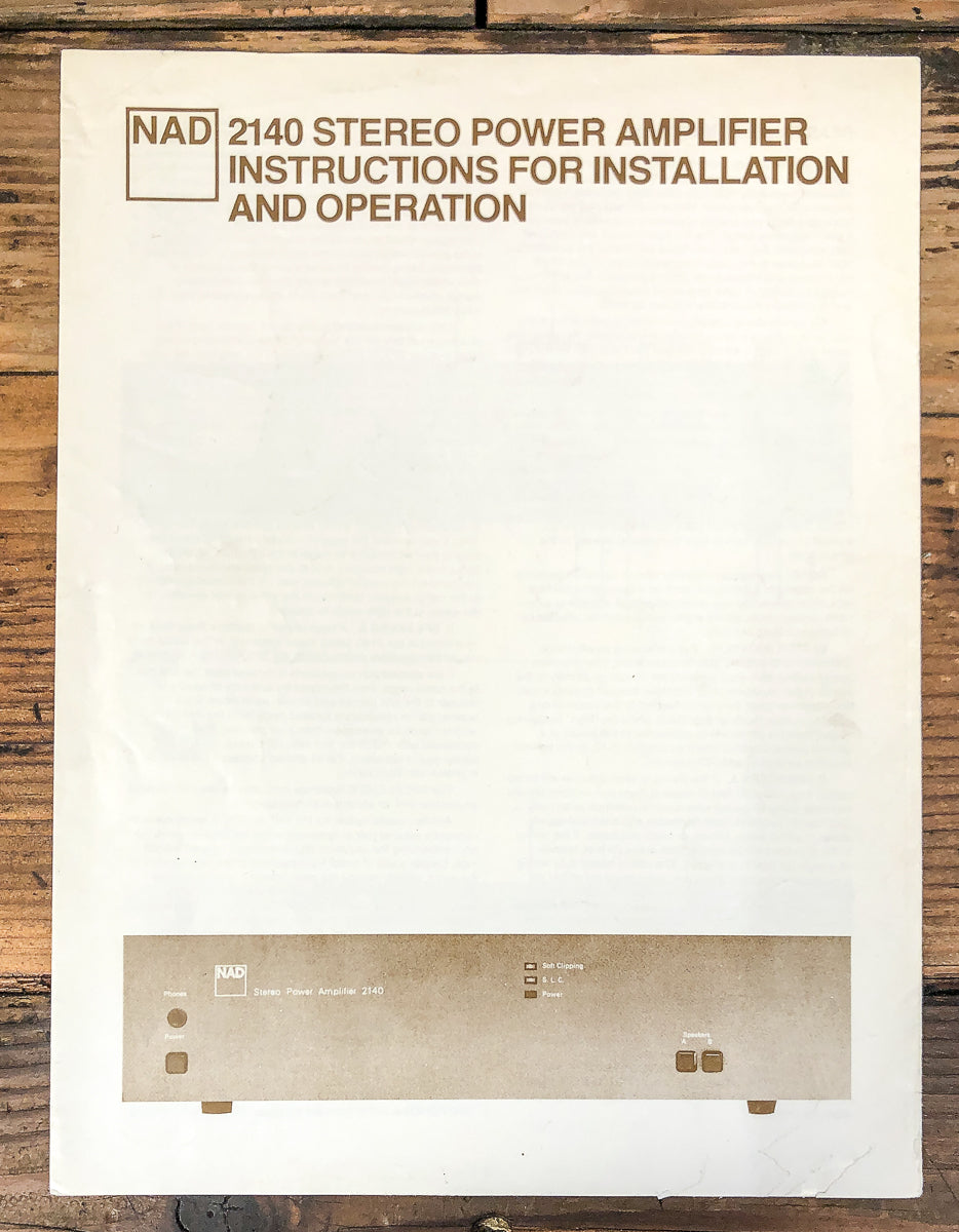 NAD Model 2140 Amplifier Owners / User Manual *Original*