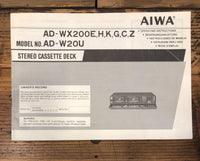 Aiwa AD-WX200 AD-W20 Cassette Owners / User Manual *Original*