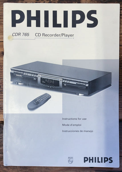 Philips CDR-765 CD Player  Owner / User Manual *Original*