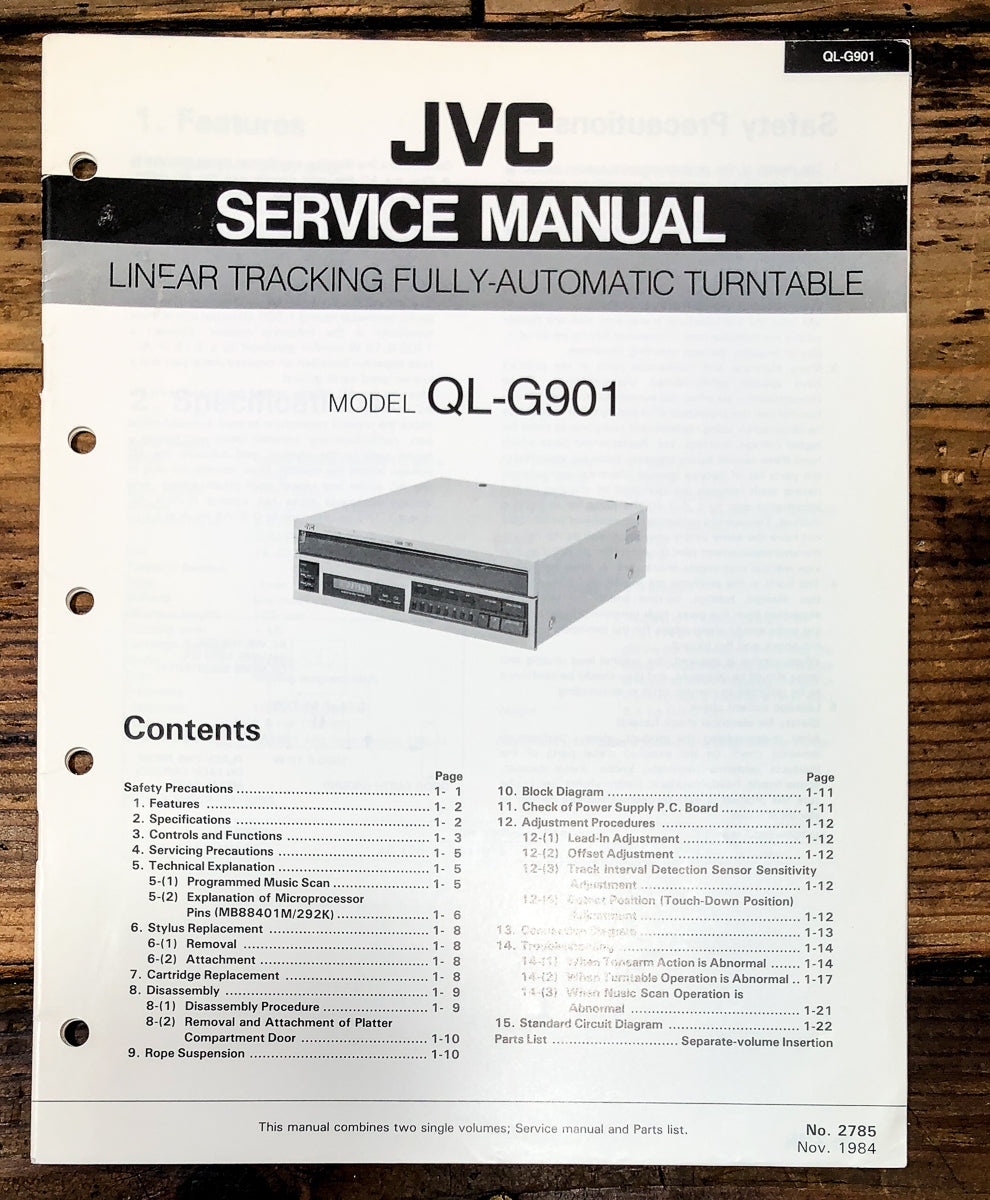 JVC QL-G901 Record Player / Turntable Service Manual *Original*