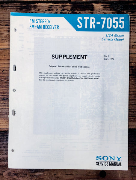 Sony STR-7055 Receiver Supp. Service Manual *Original*