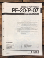 Yamaha PF-20 P-07 Record Player / Turntable  Service Manual *Original*