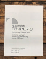 Nakamichi CR-3 CR-4 Cassette  Owner / User Manual *Original*