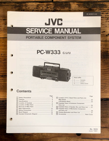 JVC PC-W333 Stereo / Boombox  Service Manual *Original*