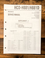 Sony HCD-H881 HCD-H881D Stereo Supp. Service Manual *Original*