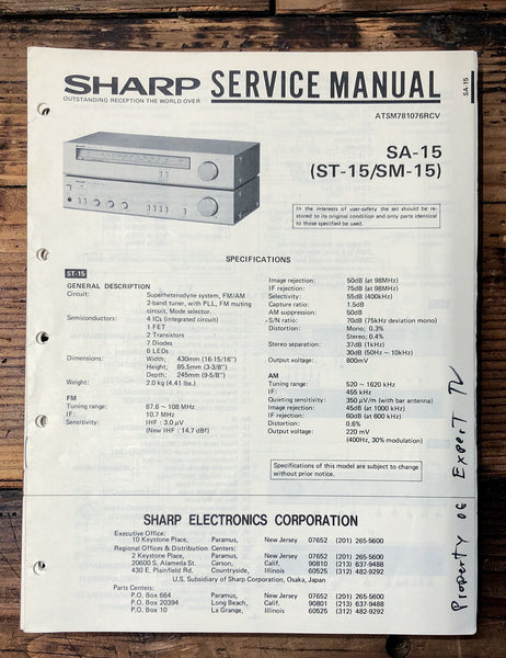 Sony SA-15 ST-15 SM-15 Amplifier / Receiver  Service Manual *Original*