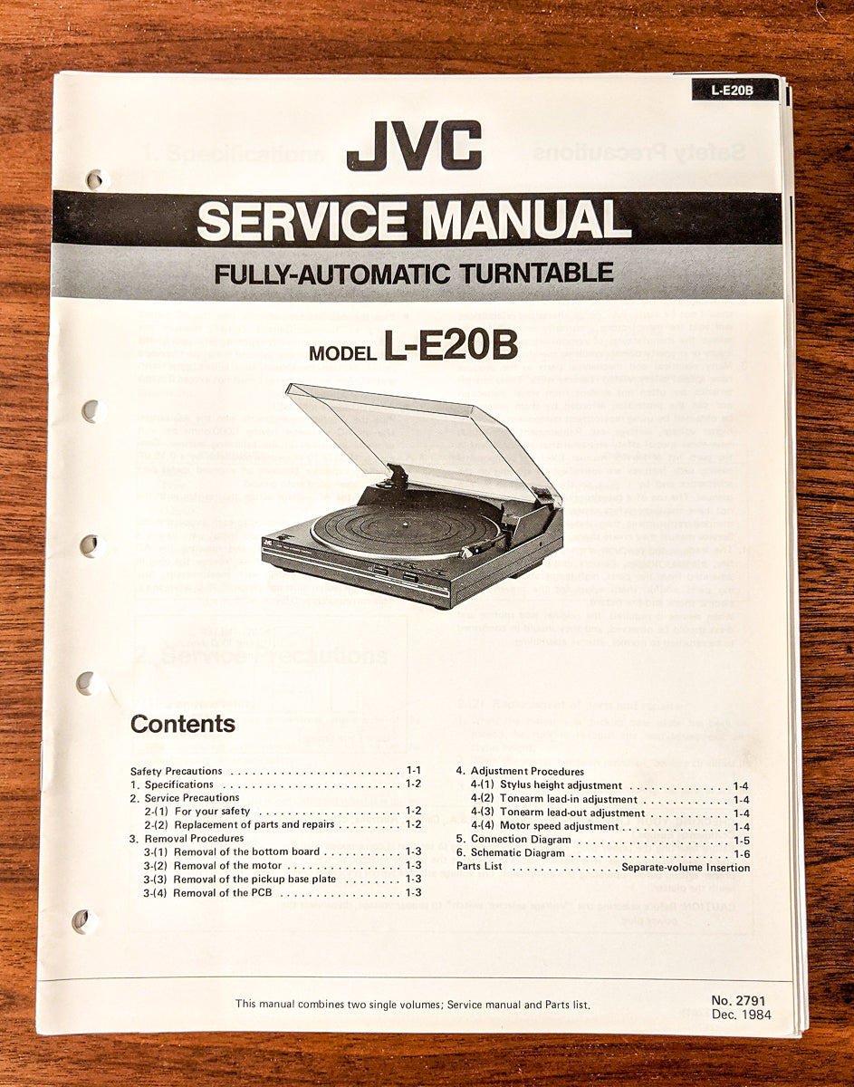 JVC L-E20B Record Player / Turntable Service Manual *Original*