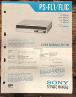 Sony PS-FL1 PS-FL1C Record Player / Turntable  Service Manual *Original*