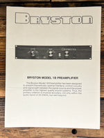 Bryston Model 1B Preamp / Preamplifier 3pg Dealer Brochure  *Original*