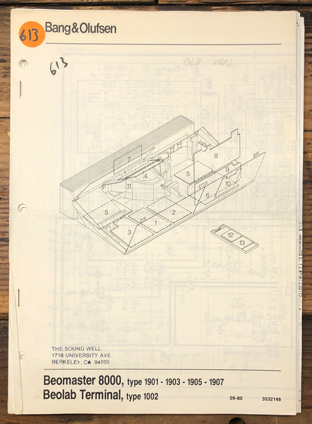 Bang & Olufsen B&O Beomaster 8000 Receiver Schematic Manual  *Original*