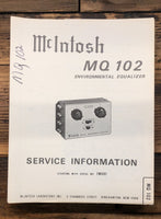 McIntosh MQ-102 M-Q102 Equalizer  Service Manual *Original*