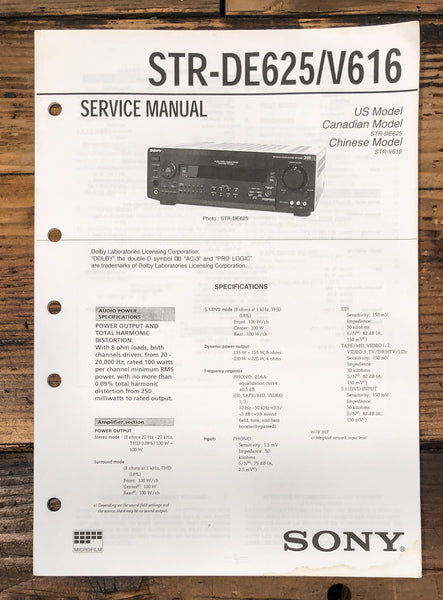 Sony STR-DE625 STR-V616 Receiver Service Manual *Original*