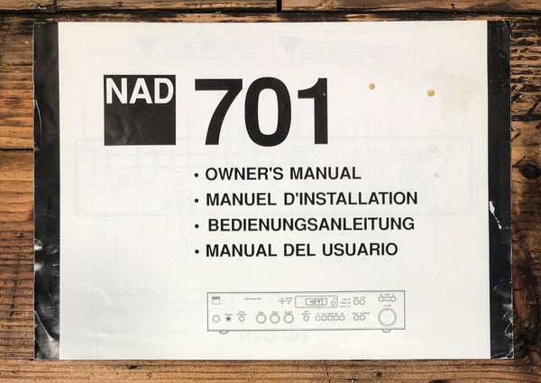 NAD Model 701 Receiver Service Manual *Original*
