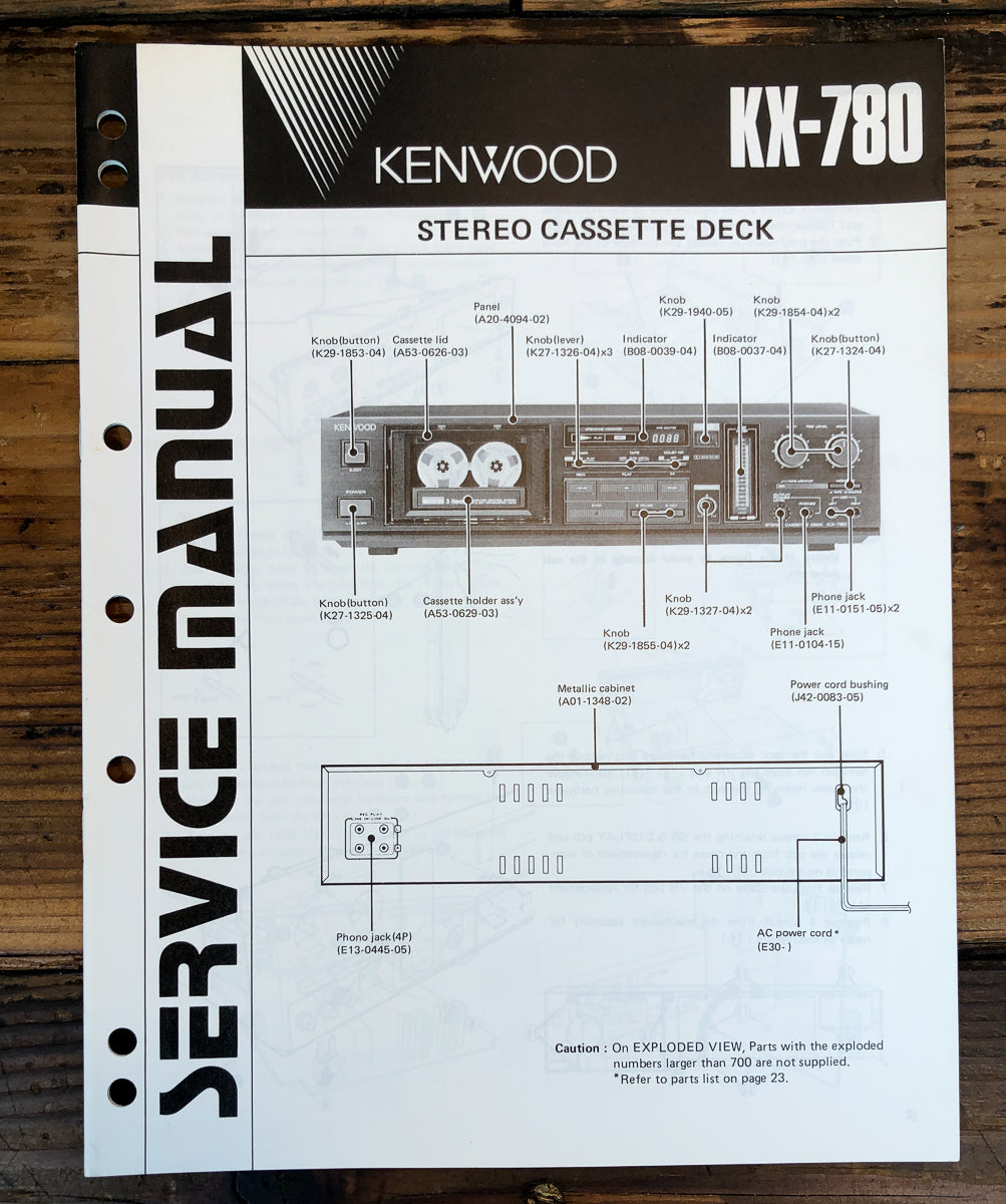 Kenwood KX-780 Cassette Service Manual *Original*