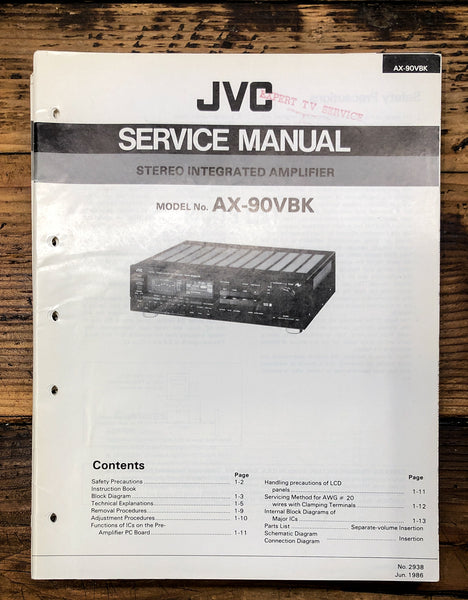 JVC AX-90 AX-90VBK Amplifier  Service Manual *Original*