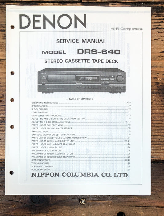 Denon DRS-640 Cassette Service Manual *Original*