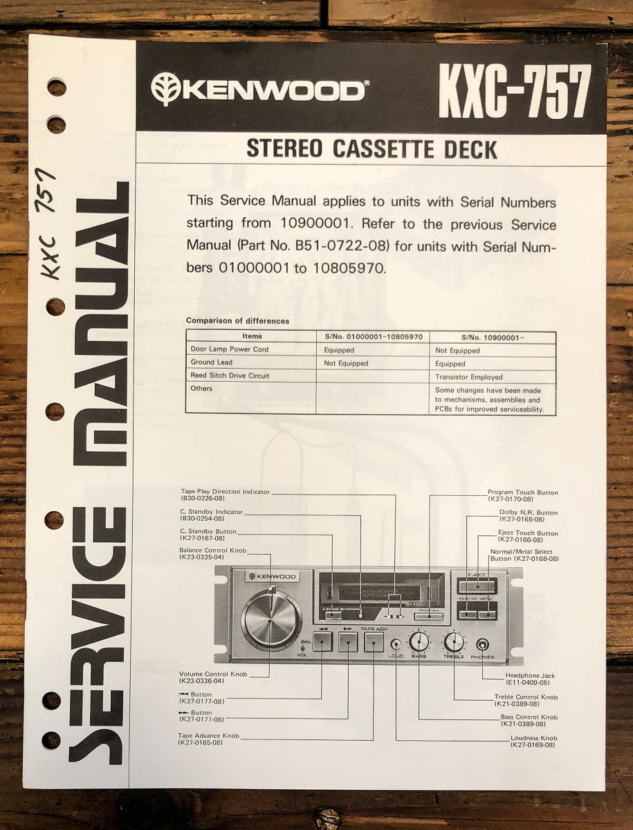 Kenwood KXC-757 Cassette Deck Service Manual *Original*