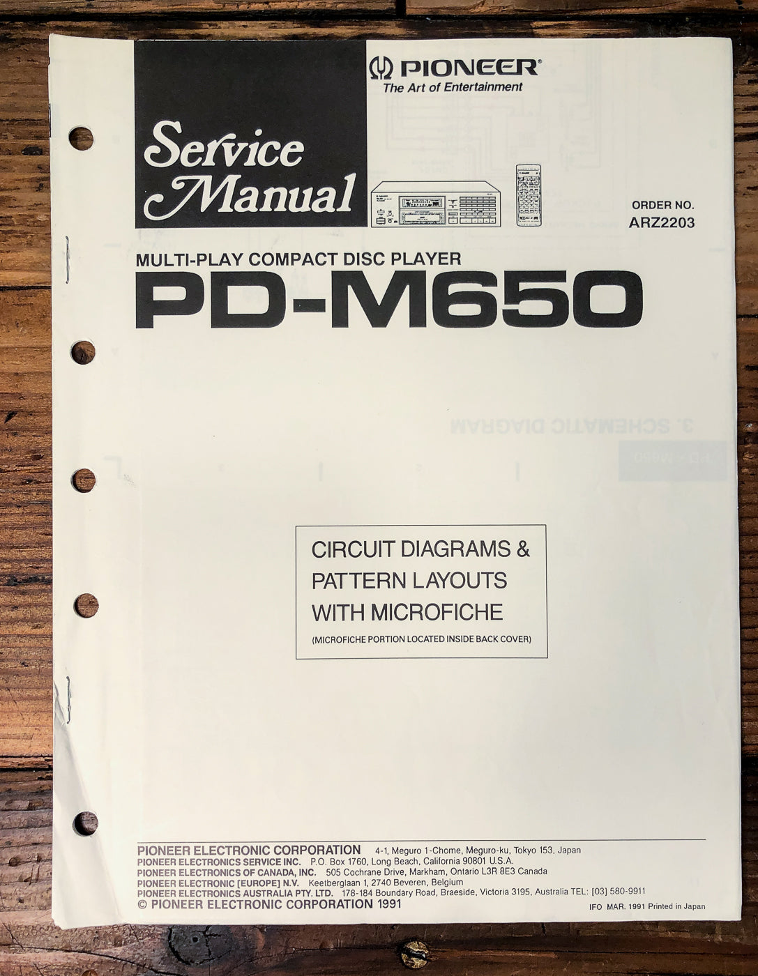 Pioneer PD-M650 CD Changer Service Manual *Original*